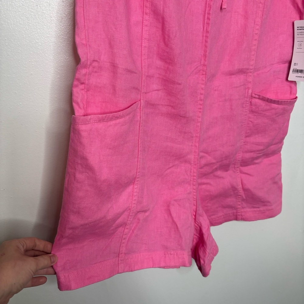 Athleta Retreat Linen Romper XS Pink NWT - Picture 4 of 11